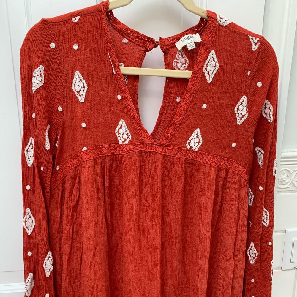 Umgee Red Peasant Blouse size L
